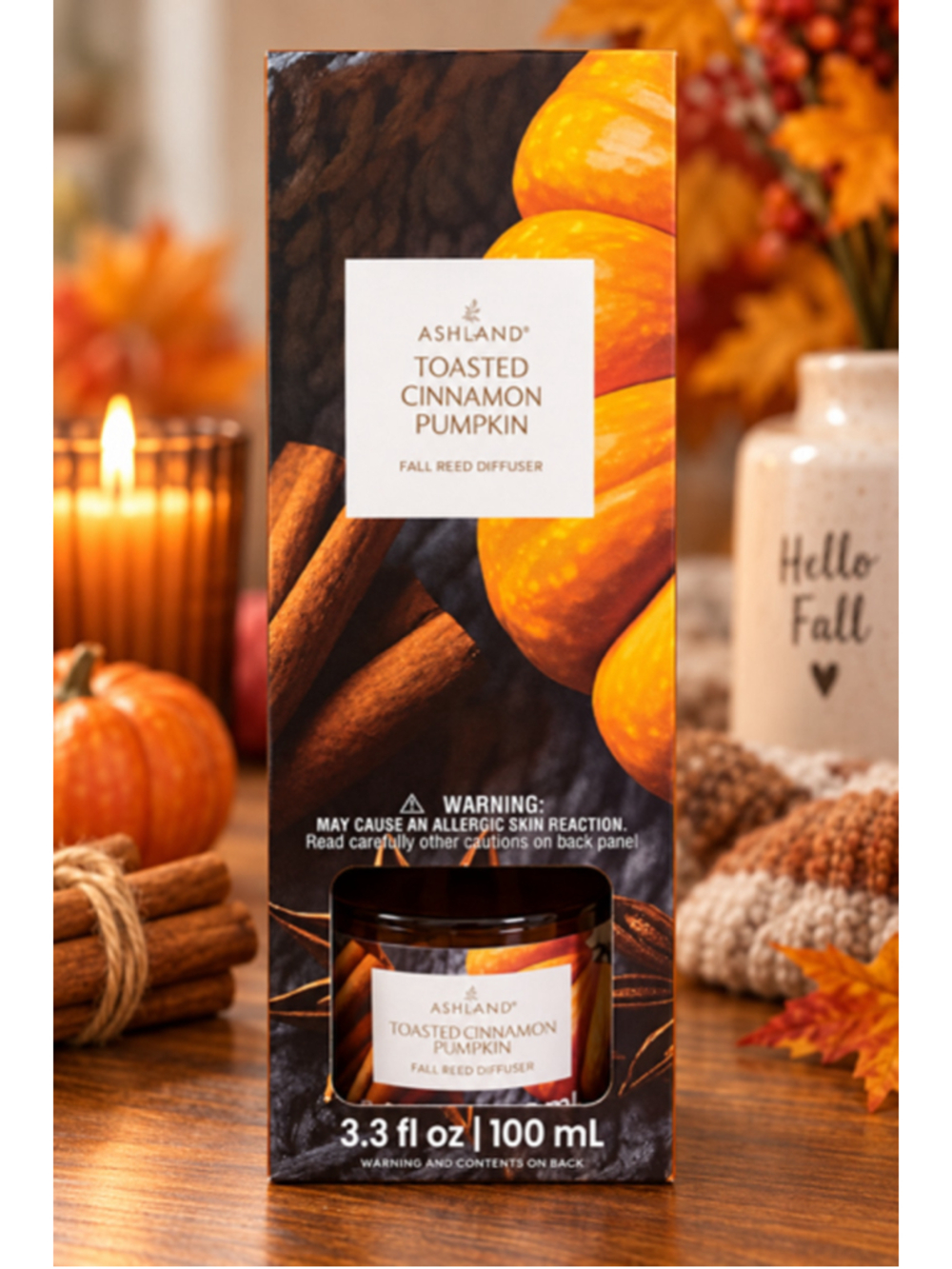 Ashland Toasted Cinnamon Pumpkin Fall Reed Diffuser – 3.3 fl oz